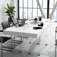 78.7" Modern Minimalist White Writing Desk With Glass Base