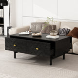 47.2 inch Modern Black Coffee Table with 4 Drawers