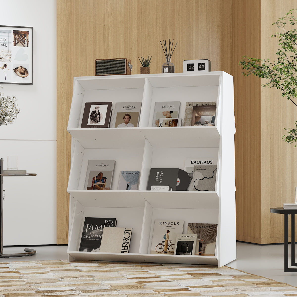 39.4" Modern White Display Bookcase with Open Shelves