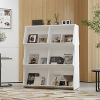 39.4" Modern White Display Bookcase with Open Shelves