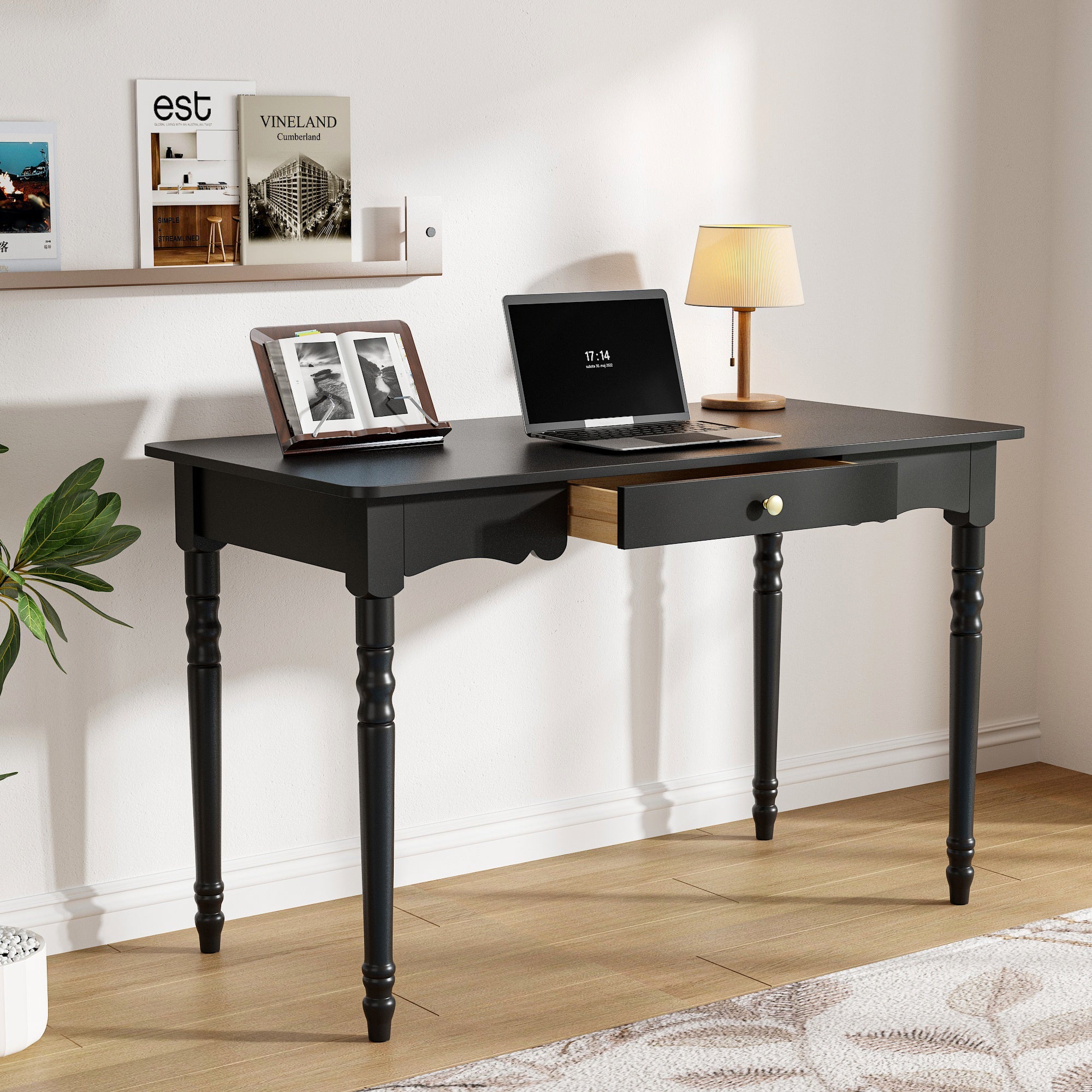 47.2'' W Rectangle Writing Desk With Drawer And Alien Shaped Design