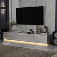 71" Minimalist High Gloss TV Stand with LED Ambiance
