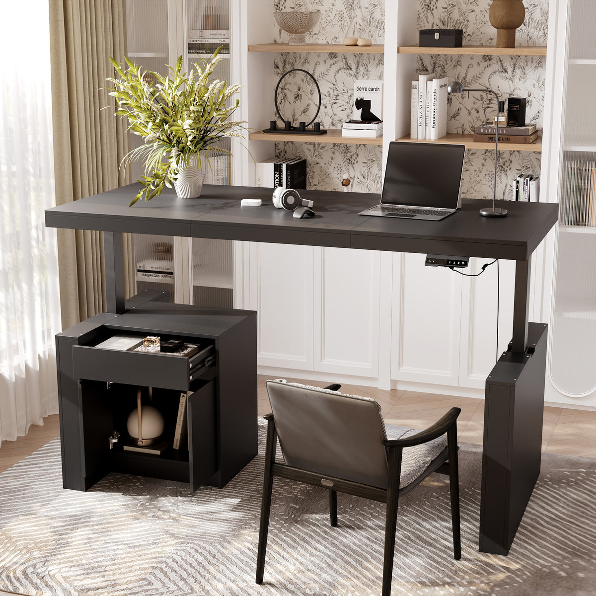 71 inches Modern Minimalist White Standing Desk with Adjustable Height