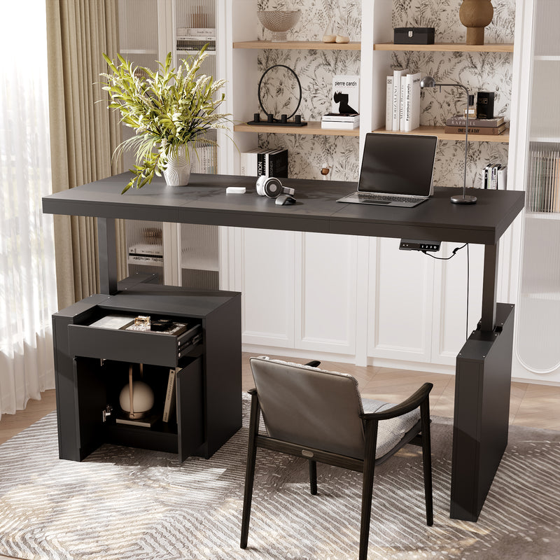 71 inches Modern Minimalist White Standing Desk with Adjustable Height