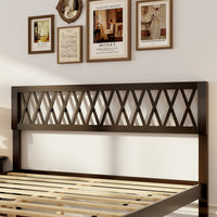 63.2" Modern Brown Platform Bed with Ribbed Detailing