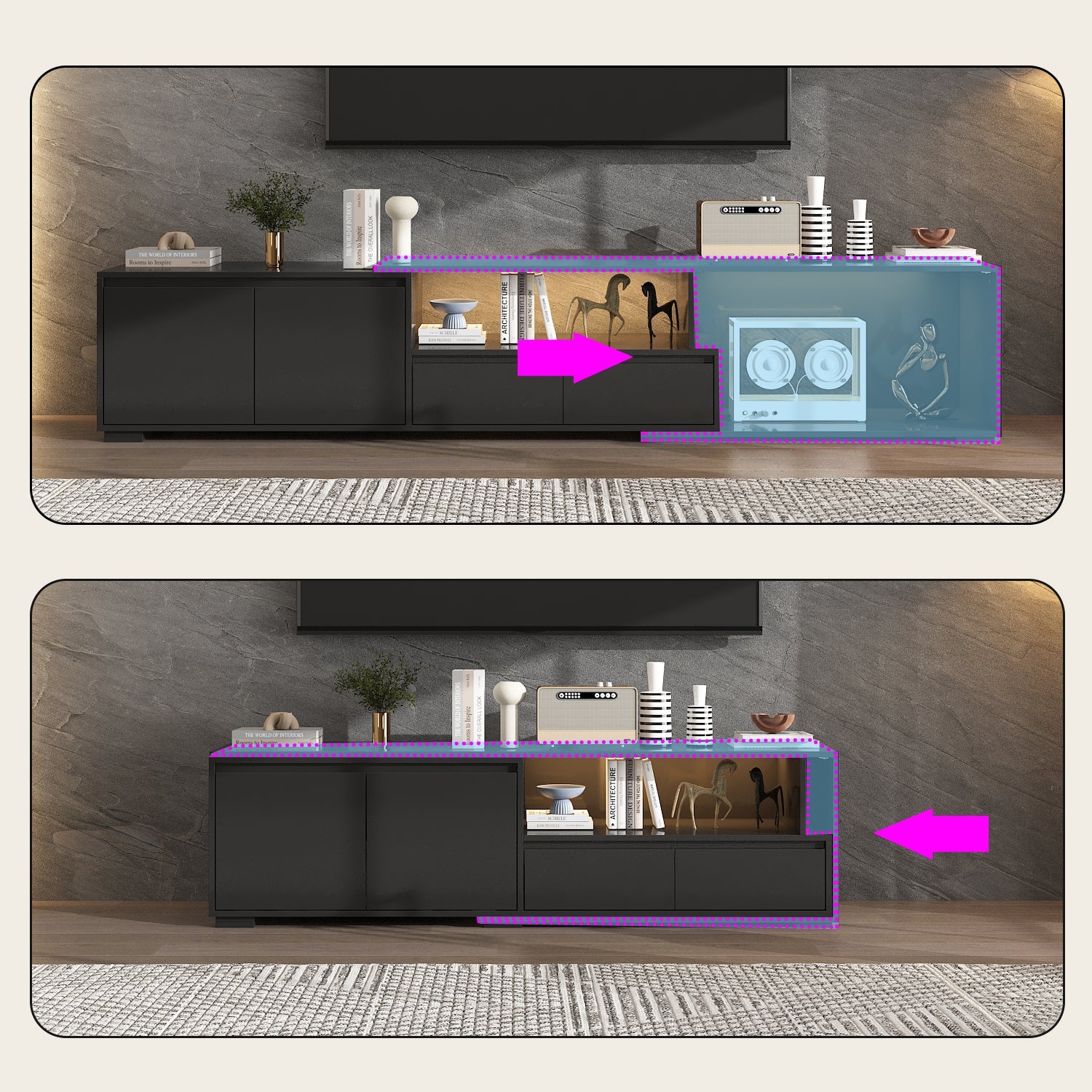 Modern Extendable Tv Stand With Adjustable Length And Led Light – Sleek Media Console For Living Room