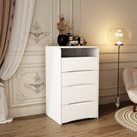 18.7" Modern White Makeup Vanity Desk with Lights and Flip Mirror