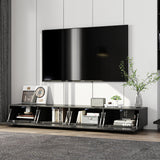 78.7 inch Modern Black Media Console TV Stand with Drop-Down Doors