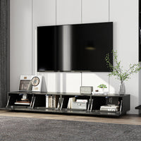 78.7" Modern Black Media Console TV Stand with Drop-Down Doors