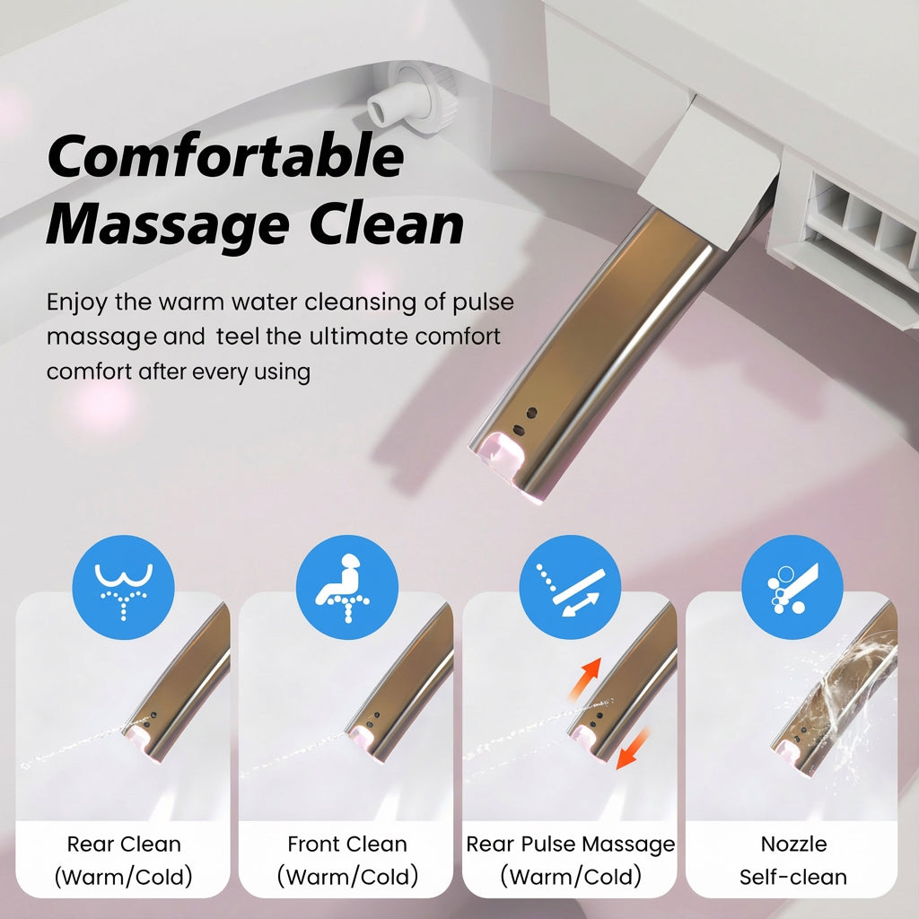28.2" Modern White Smart Bidet Toilet with UV Sterilization, Heated Seat, Pre-Wash and Warm Air Dryer