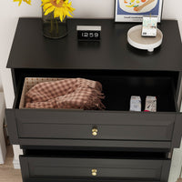 31.5" Modern Minimalist Black Modern Wood Cabinet Display Table Vertical 5-Drawer Dresser