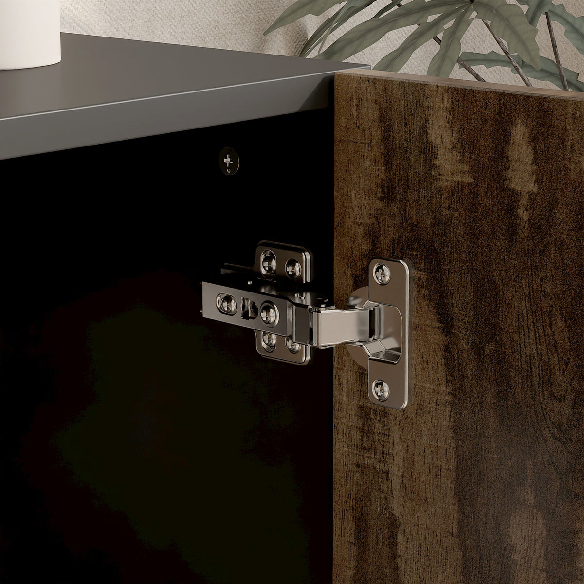 47.2" Black Sideboard Buffet Cabinet with LED Lights and Glass Doors