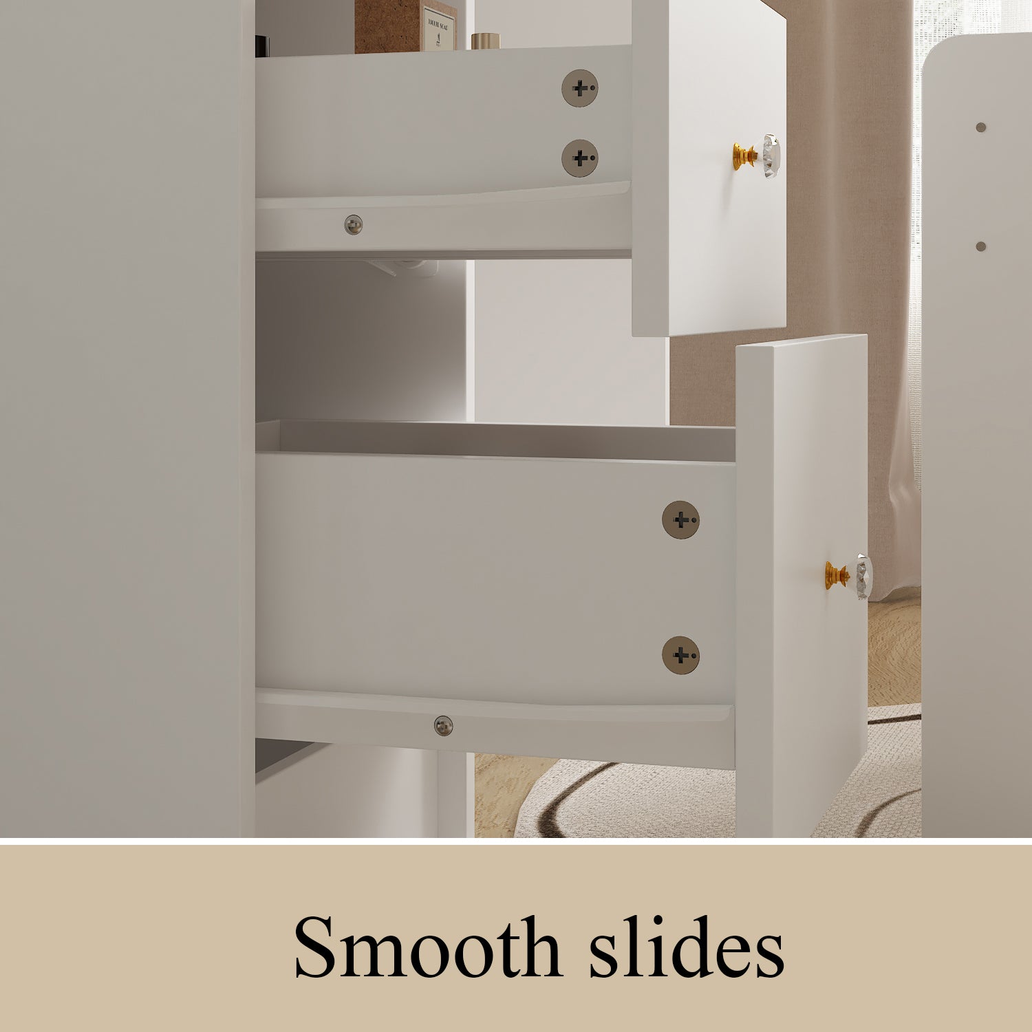 Modern Vanity Desk With Mirror, 5 Drawers, Shelves And Matching Stool, Makeup Dressing Table