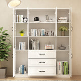 63 inches Classic White Large Display Cabinet Corner Shelf Storage Organizer Bookshelf in Combination