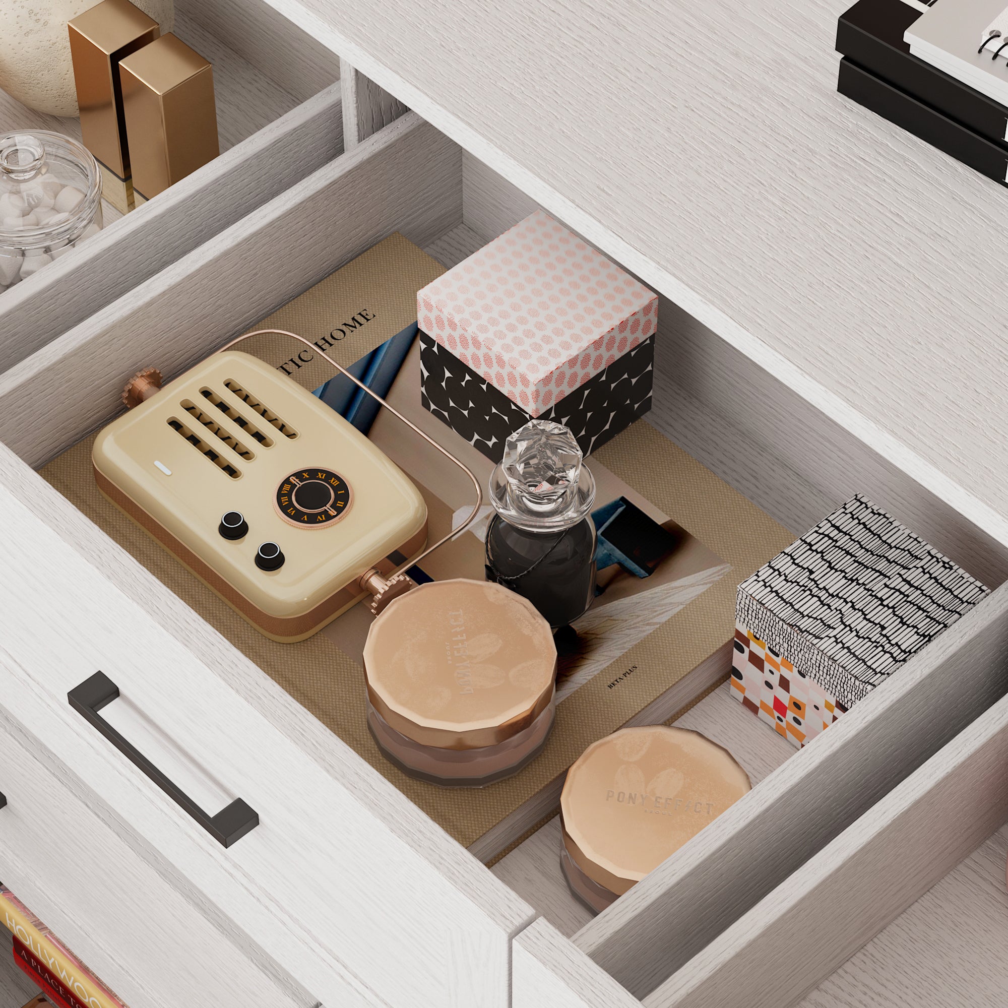 60" Wide 9-Drawer Accent Chest With Metal Handles