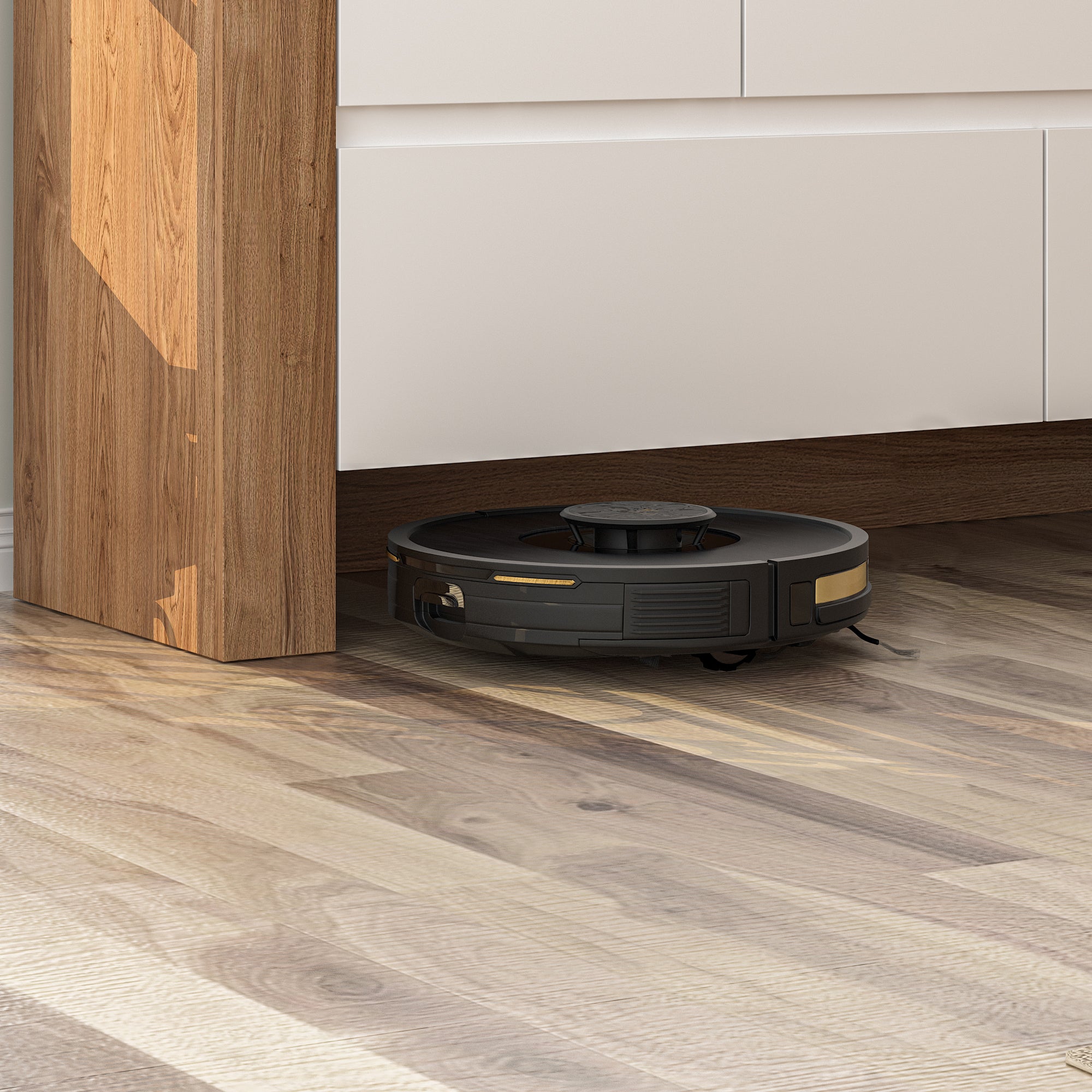 L-Shaped Modern Vanity Set with Adjustable Storage and 4 Drawer Chest