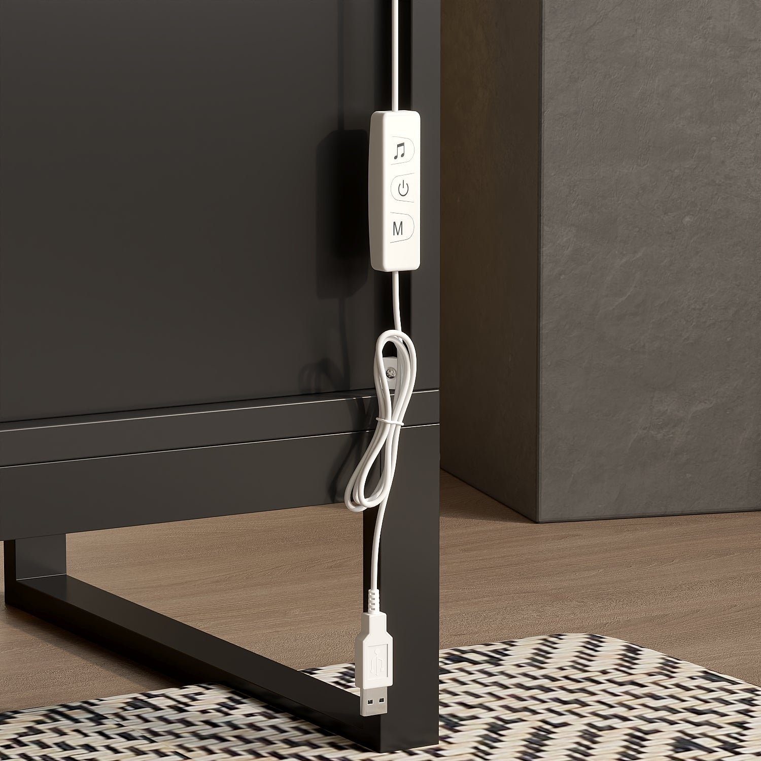 47.2" W Sideboard Cabinet Buffet With Glass Door And Light