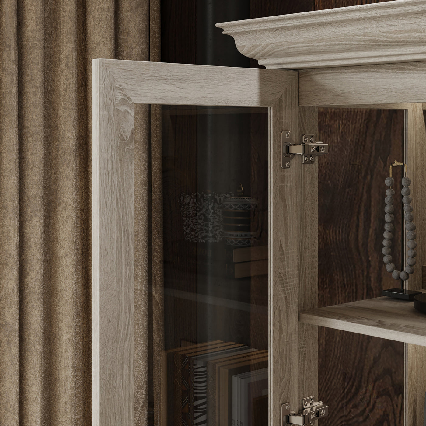 68.5" Modern Display Bookcase with 4 Glass Doors and Lights