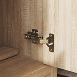 Wooden cabinet with a hinge on a wooden surface