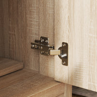 Wooden cabinet with a hinge on a wooden surface