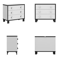 23.6" Modern Black 3-Drawer Nightstand with Gold Handles