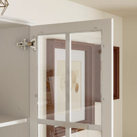 31.5" Modern White Bookcase With Glass and Louvered Doors