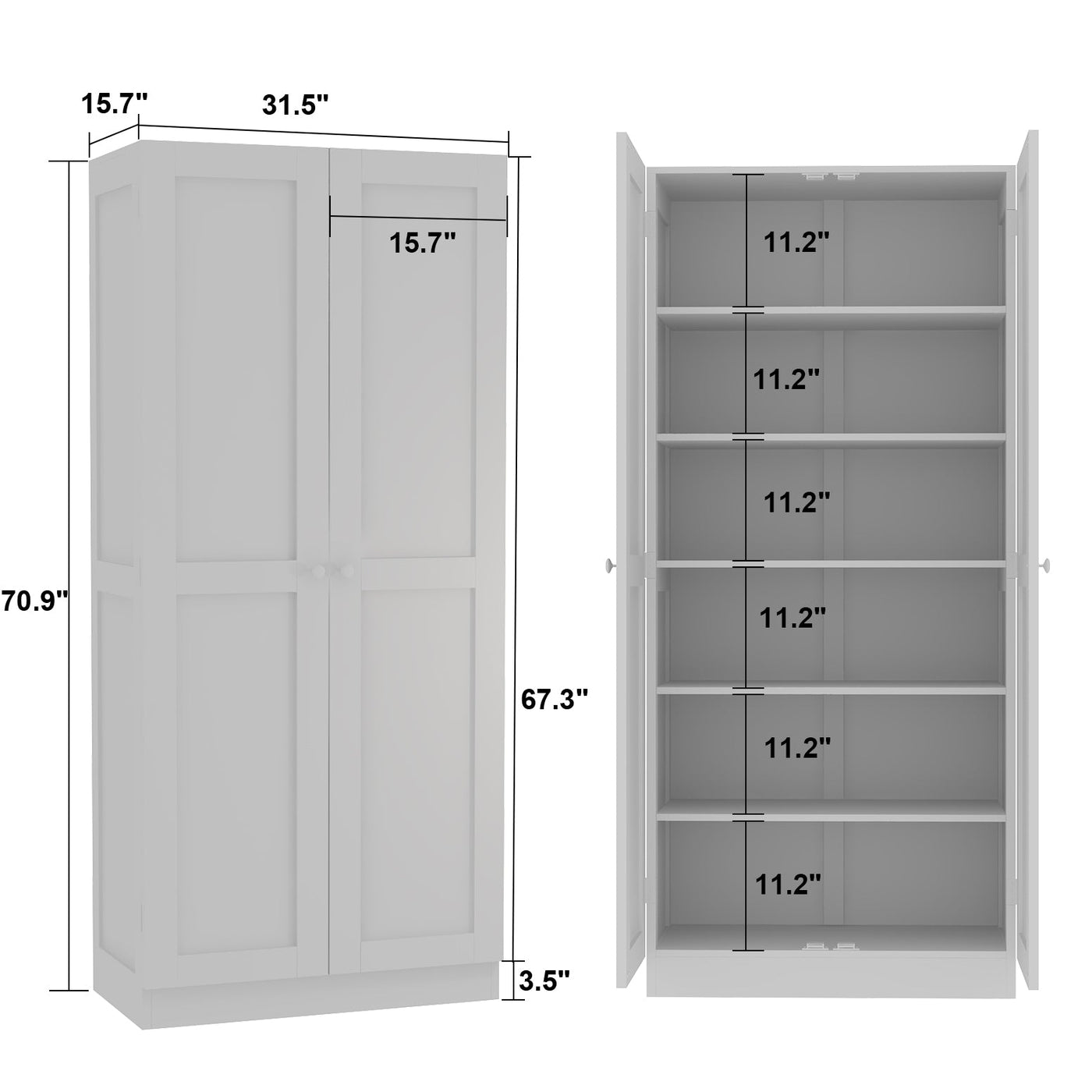 31.5" Modern Minimalist White Lacquer Bookcase with Glass Doors