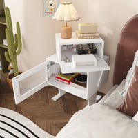 18.9" Modern Creative White Nightstand With Robot Shape And 360°Rotation