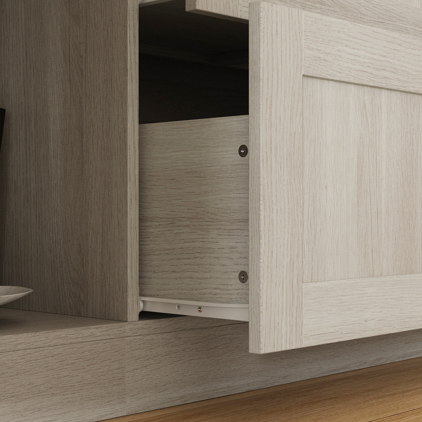 78.7" Modern Display Cabinet with Adjustable Shelves, Frosted Glass Doors and Drawers