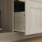 78.7" Modern Display Cabinet with Adjustable Shelves, Frosted Glass Doors and Drawers