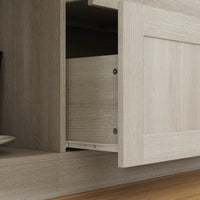 78.7" Modern Display Cabinet with Adjustable Shelves, Frosted Glass Doors and Drawers