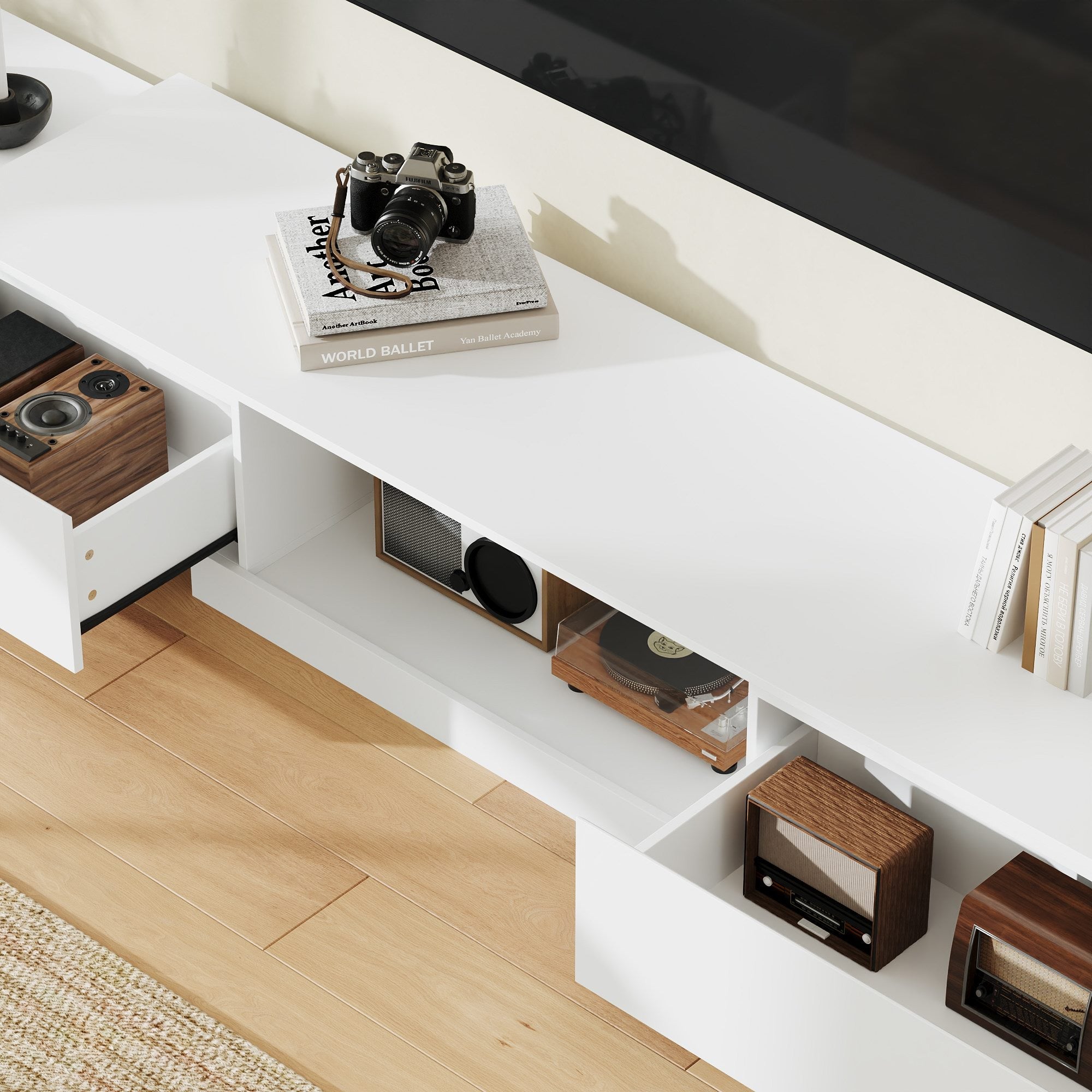 63'' W To 93.7'' W 2-Drawer Extendable TV Stand Media Center