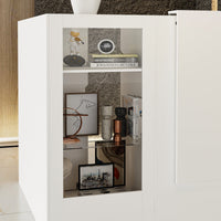 47" Modern Minimalist White LED Reception Desk With Open Shelving And Storage Compartments