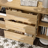 59 inches Minimalist Natural Sideboard Cabinet Buffet Storage Cabinet With Hinged Doors and Pull-out Drawers