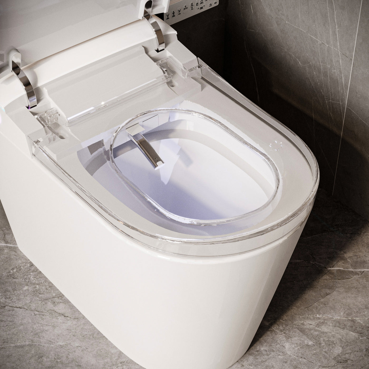 28.2" Modern White Smart Bidet Toilet with UV Sterilization, Heated Seat, Pre-Wash and Warm Air Dryer