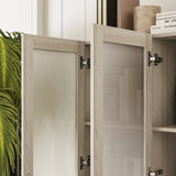 78.7" Modern Display Cabinet with Adjustable Shelves, Frosted Glass Doors and Drawers