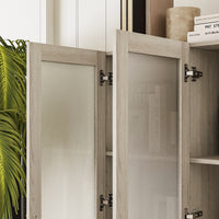 78.7" Modern Display Cabinet with Adjustable Shelves, Frosted Glass Doors and Drawers