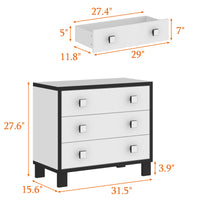 23.6" Modern Black 3-Drawer Nightstand with Gold Handles