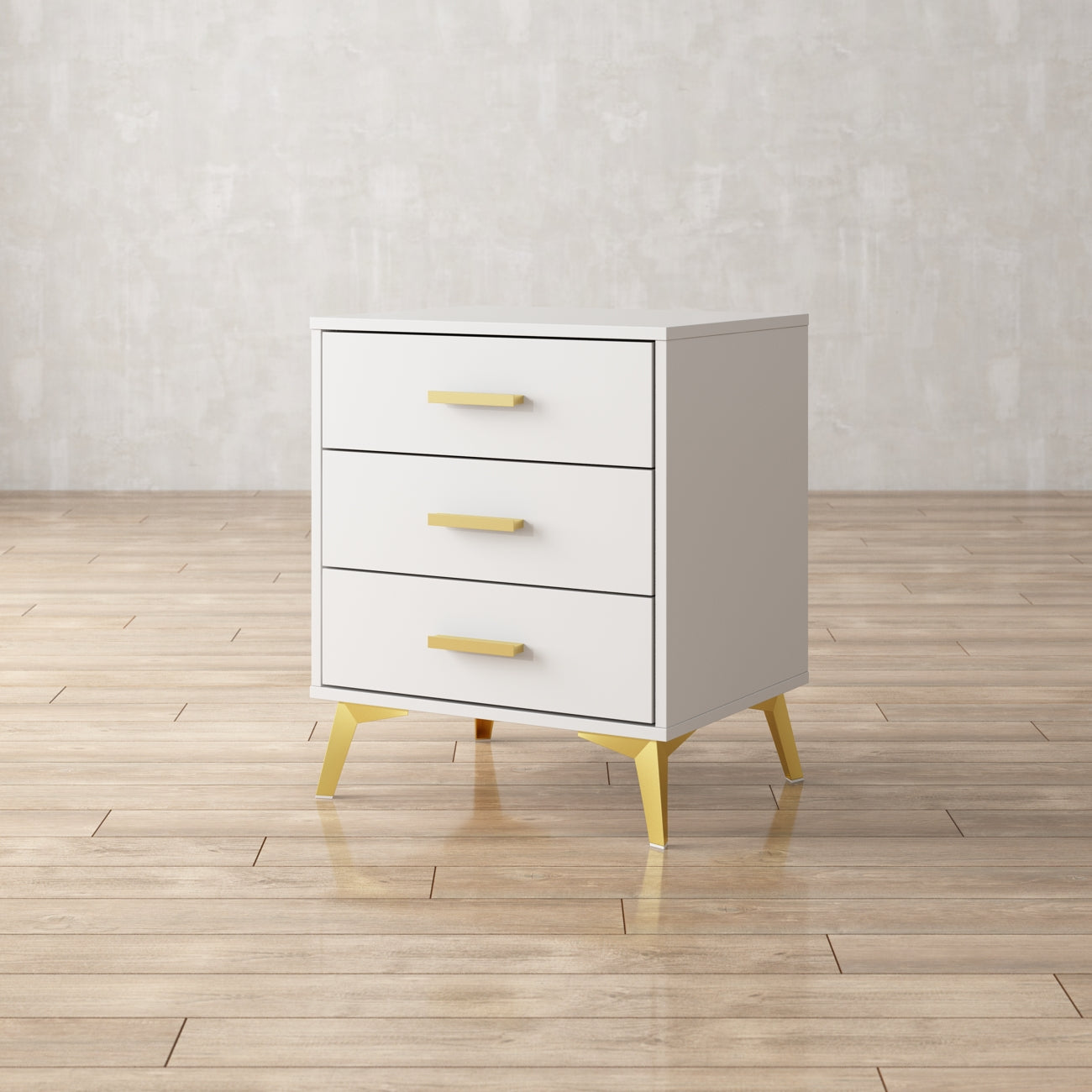 Bedside Nightstand White Finish Cabinet for Bedroom Storage