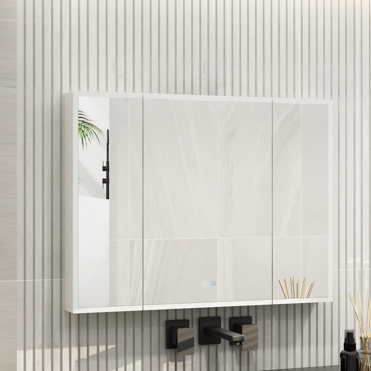 46.1" Minimalist Mirror Medicine Cabinet with Lights and Defogger