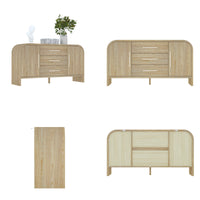 59" Minimalist Natural Sideboard Cabinet Buffet Storage Cabinet With Hinged Doors and Pull-out Drawers