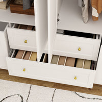 63" Modern White Wardrobe With 8 Doors 6 Drawers