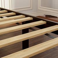 63.2" Modern Brown Platform Bed with Ribbed Detailing