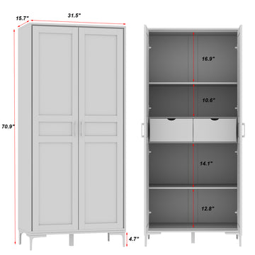 FUFU&GAGA 70.9 in. H Storage Cabinet Display Cabinet With Tempered