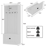 Hall Tree Shelf Rack Shoe Storage Coat Organizer Cabinet for Entryway in Combination