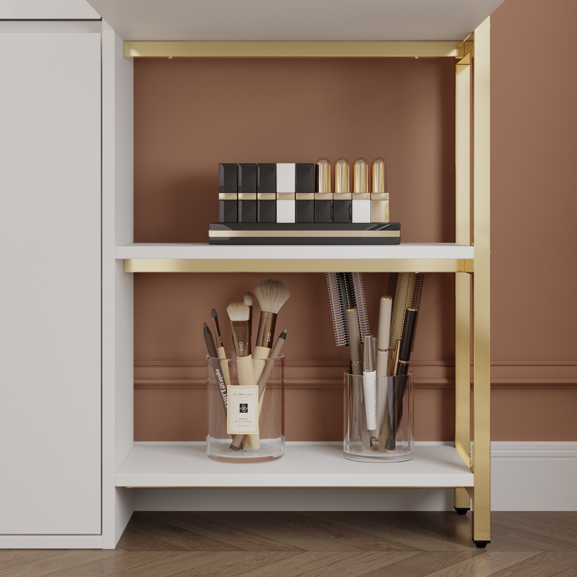 L-Shaped Manicure Nail Table Station With Electric Dust Collector