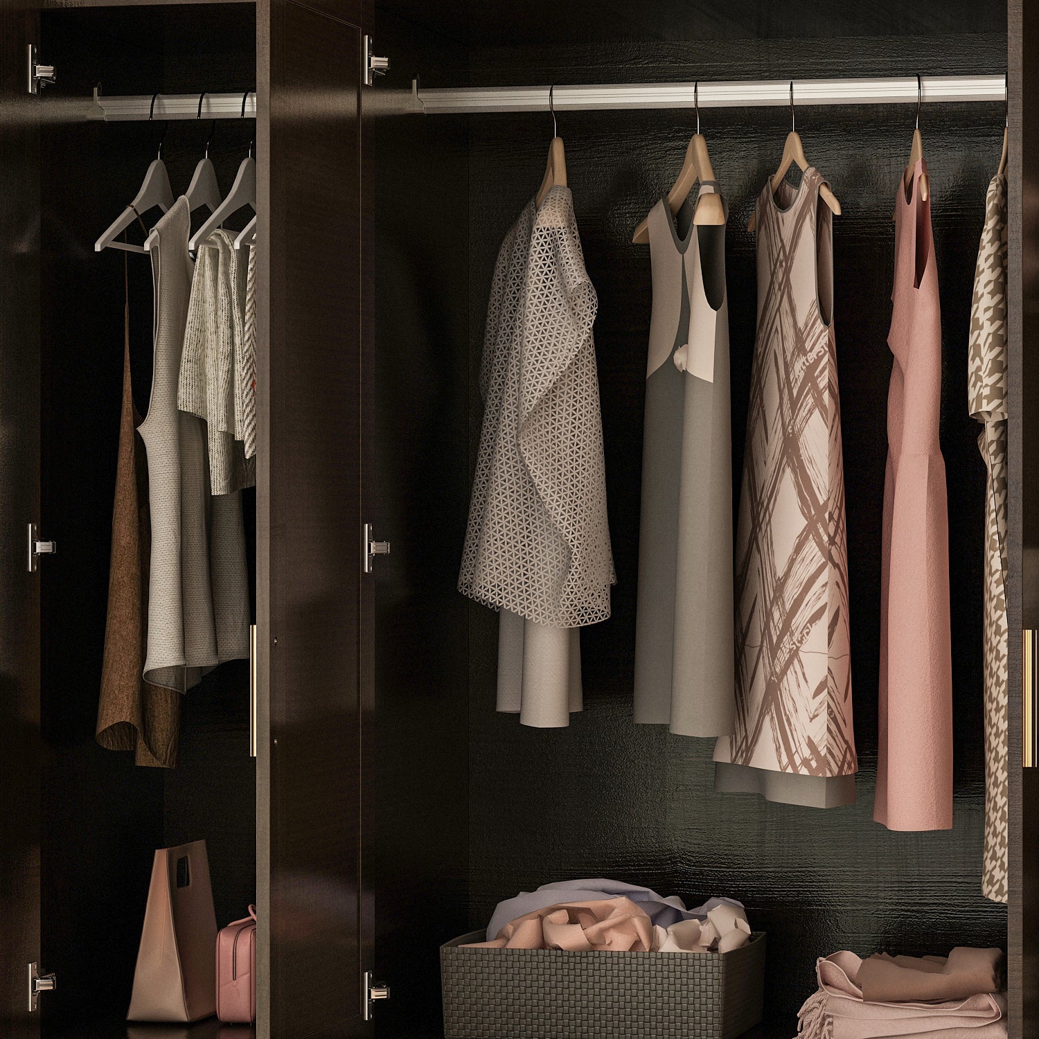 Wardrobe Multifunctional Large Storage Cabinet Armoire with Mirror