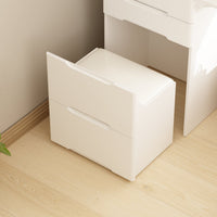 19.8" Modern White Makeup Vanity Table With Flip Top Desktop, LED Lighted, Storage Makeup Stool, Side Shelves