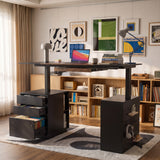 63" Modern Standing Desk with Pegboard Organizer and Keyboard Tray