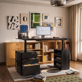 63" Modern Standing Desk with Pegboard Organizer and Keyboard Tray
